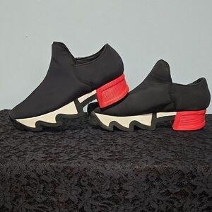 Kiefer Von Zoe IRI Red White Black Neoprene Slip On Shoe Sneakers UNISEX